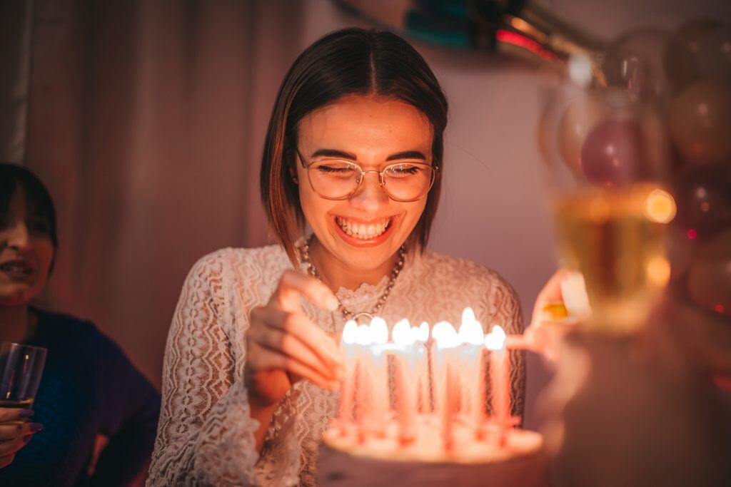 Friends celebration birthday with cake 