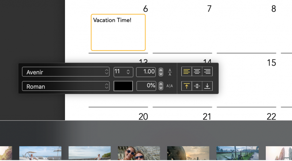 Editing the text in a custom Motif calendar | Motif